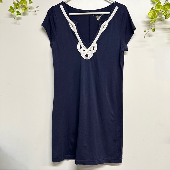 Lilly Pulitzer Pima cotton navy blue cap sleeve sz medium dress, great condition - Picture 2 of 4